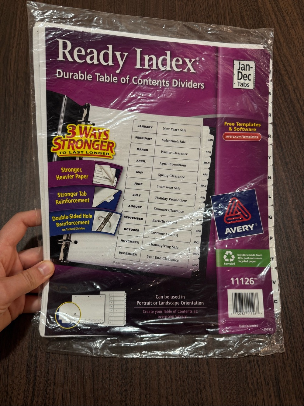 Avery Ready Index Binder Tab Divider Monthly Jan Dec Letter Black White AVE11126